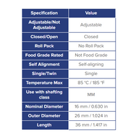 SSEM16 THOMSON BALL BUSHING<BR>SSE SERIES 16MM CLOSED LINEAR BEARING SELF ALIGNING ADJUSTABLE 494.58 LBF